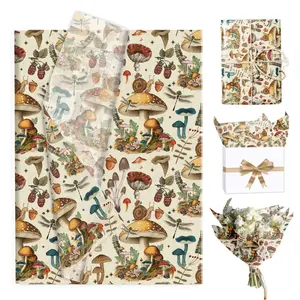 Vintage Mushroom Wrinkle Paper, Thin Gift Wrap, Summer Style, Birthday Party, Wedding Decor, Mother's Day, Bouquet Packaging, Friend Wedding, Wrapping Paper