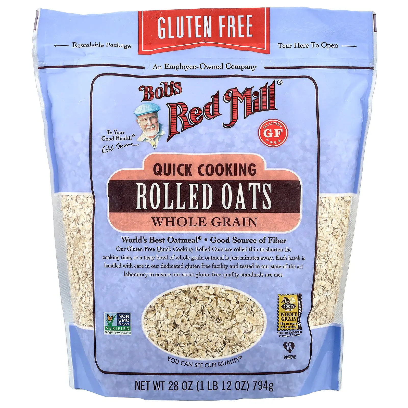 Bob's Red Mill Quick Cooking Rolled Oats, Whole Grain, 28 oz (794 g) Bob's Red Mill Quick Cooking Rolled Oats, Whole Grain, 28 oz (794 g)