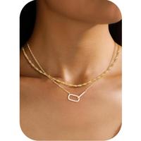 CZ Paperclip,Gold Tone