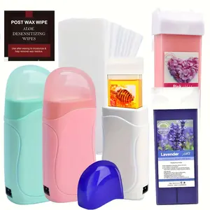 Roll on Wax Warmer Kit, Roller Waxing Kit for Women & Men Sensitive Skin, Wax Roller Kit, Body Care Compound Hair Removal, Body Hair Remover Wax Tools, Wax Strip Kit, Home Waxing Kit, Hot Wax Heater