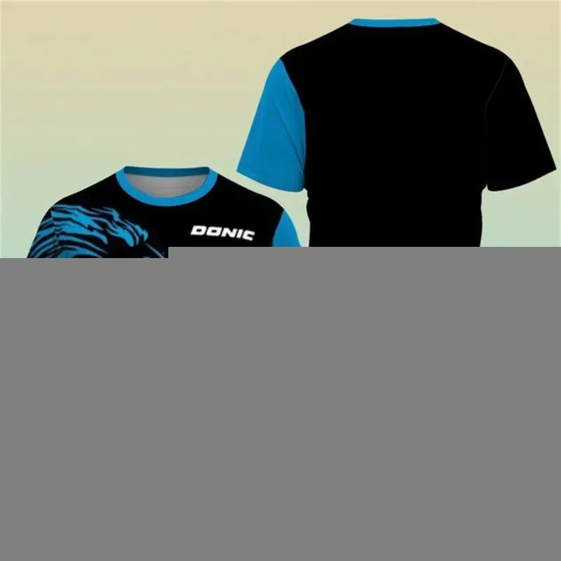 New Hot 3D Printing Boutique Table Tennis Shirt Training T-shirt Sweat Absorption Comfortable Top Badminton Sport Round Neck O N