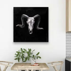 212 MAIN High-Detail Industrial Ram Skull Grunge-Style Artistic Wall Art, 32x32 in. Farm Animal High-Def Print, Home Decoration for Living Room (Home Supplies, Posters & Prints), Artwork