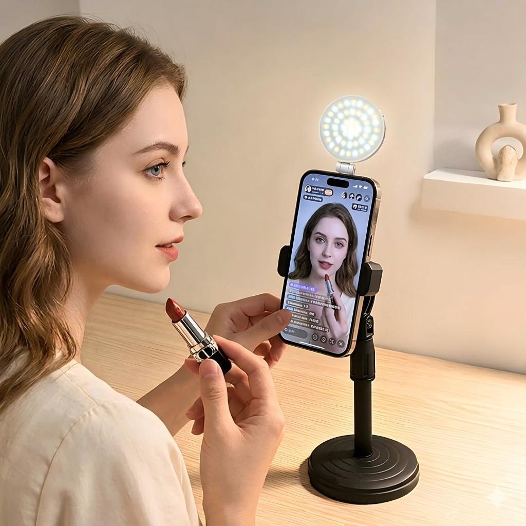 Summervibes MagSafe Magnetic Mirror Selfie Light , 360° LED Ring Light, Portable Rechargeable with Mirror & Phone Stand, 3 Light Modes, Adjustable Brightness, Compact Makeup Mirror Summervibes MagSafe Magnetic Mirror Selfie Light , 360° LED Ring Light, Portable Rechargeable with Mirror & Phone Stand, 3 Light Modes, Adjustable Brightness, Compact Makeup Mirror