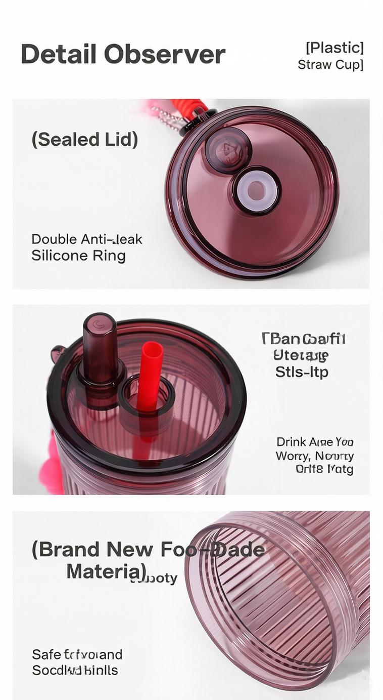 Ins Style Aesthetic Double-Wall Straw Cup, BPA-Free Food-Grade, Heat-Resistant Coffee Tumbler for Women, Large Capacity Leak-Proof Water Bottle with Strap, Summer Iced Coffee Travel Mug, Reusable Juice Cup for Office, School, Commute, Outdoor