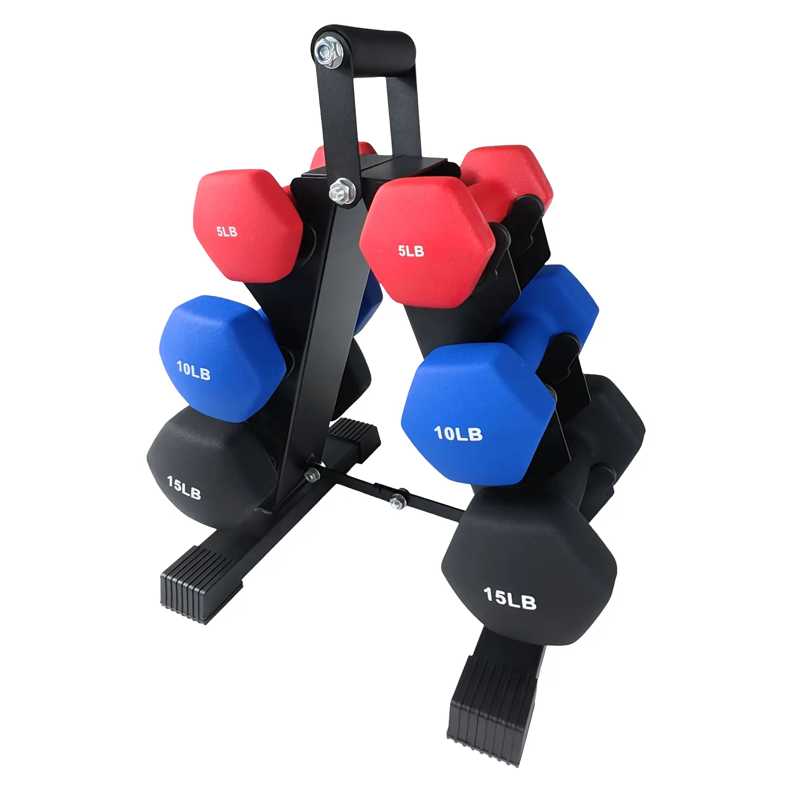 Garvee Neoprene-Coated Hex Dumbbell Set with Rack - Non-Slip Handles, Color-Coded Hand Weights for Home Gym Strength Training - 3/5/8 lb Pairs