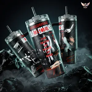Bad Omens The Death of Peace of Mind Album 40 oz Tumbler Graphic Design Vacuum Insulated Travel Mug with Handle 18/8 Steel Keeps Drinks Cold 12H+ Hot 6H Dark Metal Band Merch Concert Goers Alternative Rock Fans Festival Gift