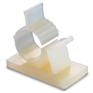 Gardner Bender 0.5 in Plastic Kwik Clips, Ratcheting and Adjustable Cable Hold, White Adhesive Backed Fasteners for Dry Wall, 4 Count