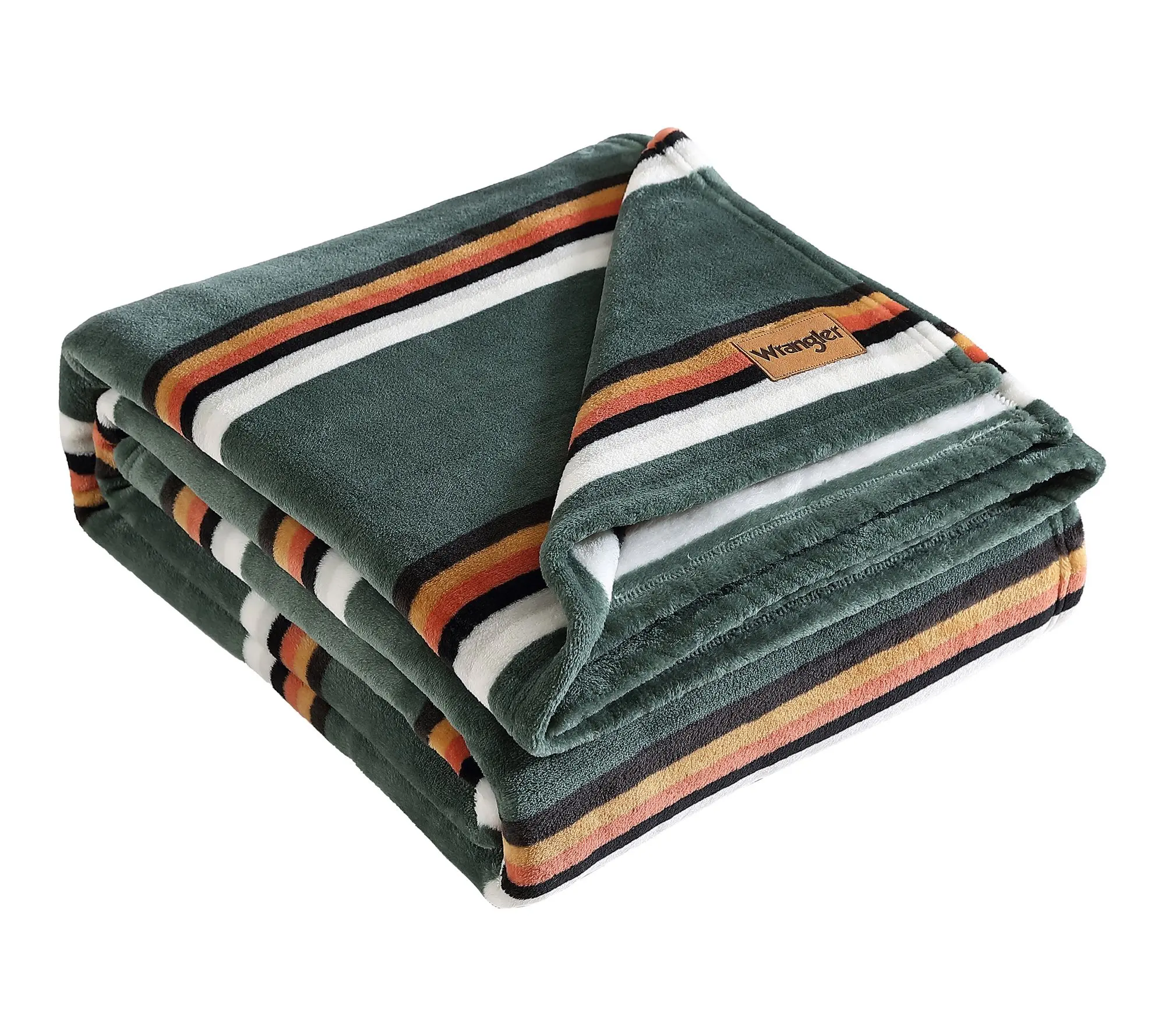 Wrangler Western Saddle Green Plush-Fleece F/QBlanket