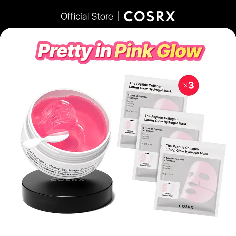 [COSRX Official] Pretty in Pink - Lift & Bright | The Peptide Collagen Hydrogel Eye Patch (60 patches) | The Peptide Collagen Lifting Glow Hydrogel Mask_3ea | Lift, Firm and Glow with Peptides & Collagen
