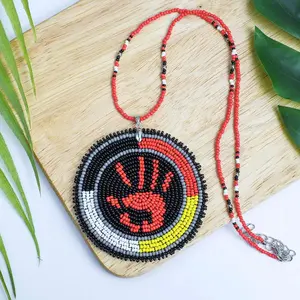 Handprint Handmade Beaded Patch Necklace Pendant