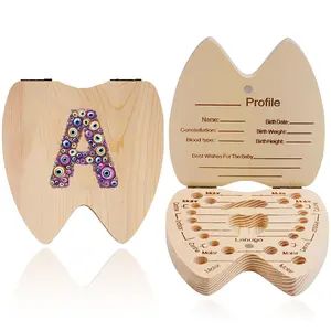 Wooden Tooth-Shaped Dental Box, Kids' Storage Organizer, Collectible Keepsake Box, Multi-Purpose Memorial Gift, Festive Present Idea