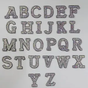 26 Letter Rhinestones Iron On Embroidery Patches A - Z Sewing