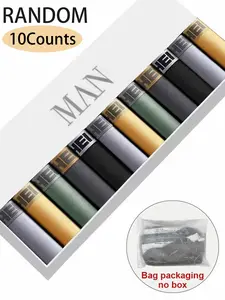 10 pcs random 'Hello' PrintsMen's Boxer Briefs, with High Stretch, Quick-drying sports briefs, Suitable for men's daily wear and sport, Suitable for participating in various events and weddings, comfort-breathable's Men's underwear.