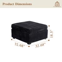 Black Plush Corduroy Ottoman