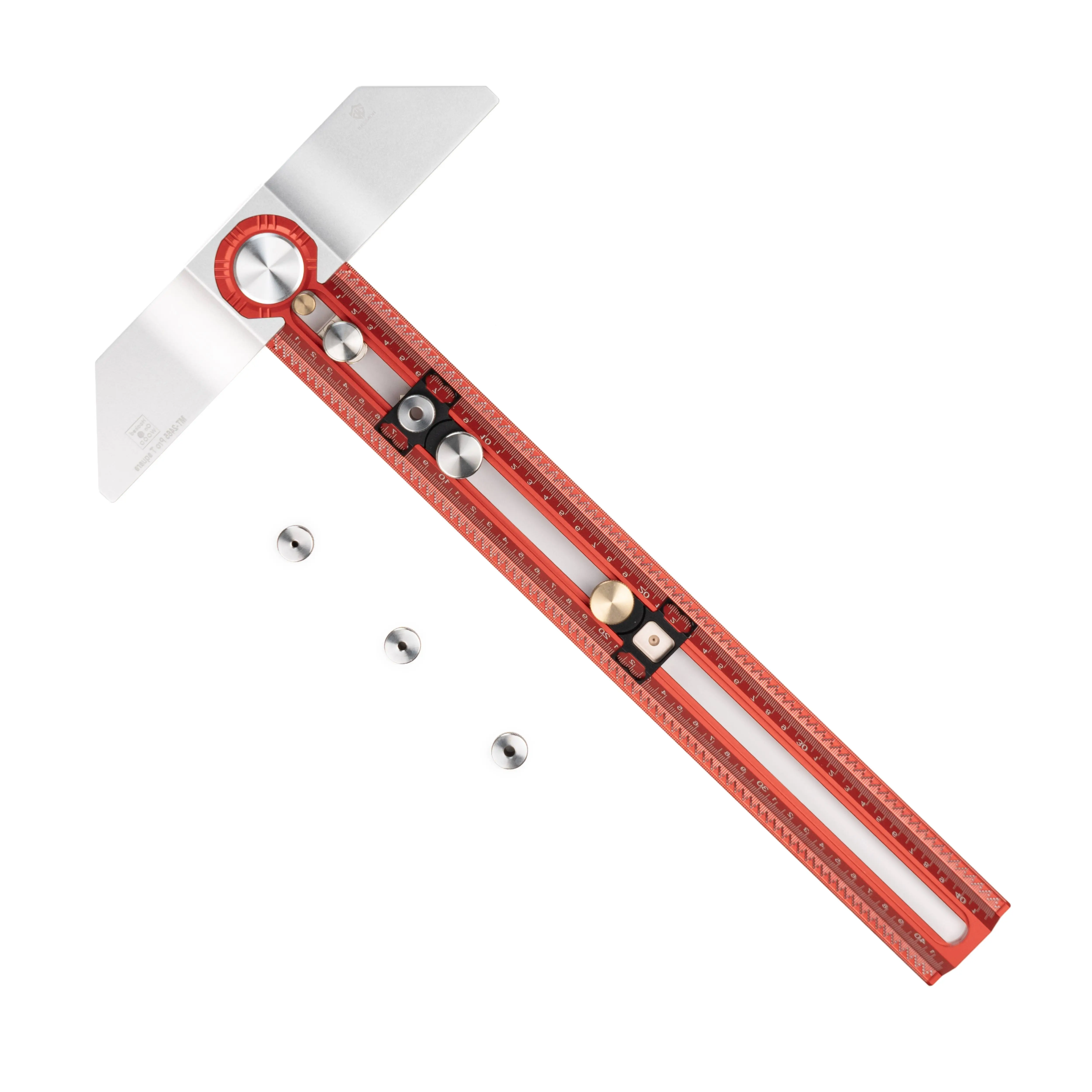 HONGDUI T-Square Ruler, 650mm/400mm, Woodworking Marking Gauge with 4 Drill Guides, Portable Aluminum Alloy Hole Positioning Tool for Drilling, Straight Lines & Circle Drawing