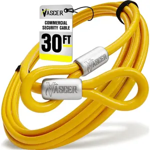 30FT (1/2") Security Cable with Loops - Galvanized Braided Security Cable to High Value Equipment - PVC-Coated Anti Theft Locking Cable for Trailers, Mowers,-Bikes