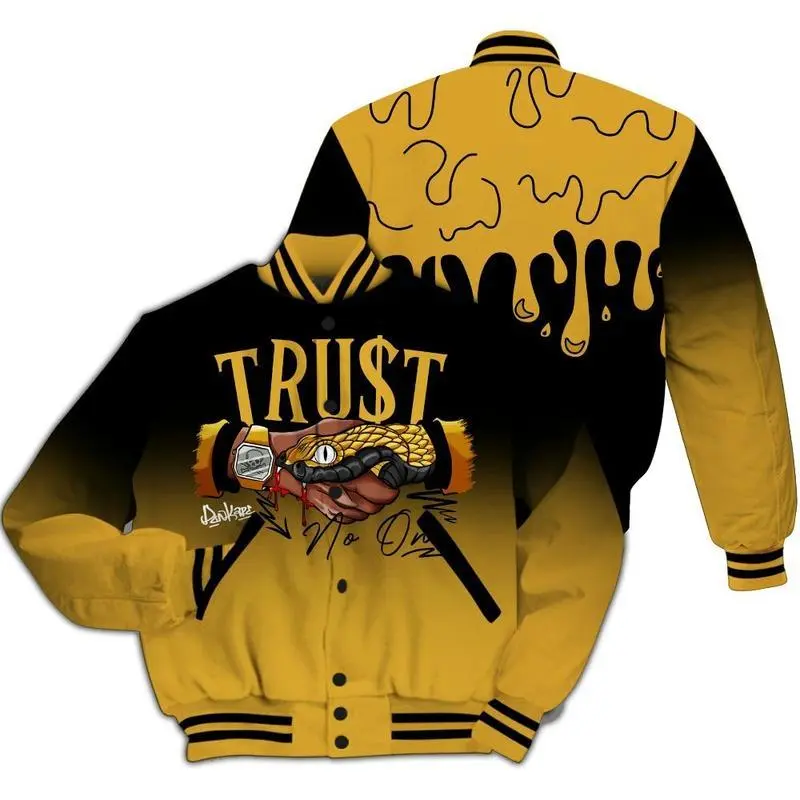 Dunkare Dunk High Wu Tang Varsity Jacket, Trust No One Drip Streetwear All Over Print Letterman Jackets