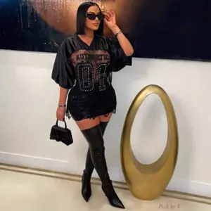 2026 New Arrival: Printed, Loose-Fit, Casual Streetwear T-Shirt  Sporty, Sheer, and Sexy Lace-Paneled Short-Sleeve Top Gifts