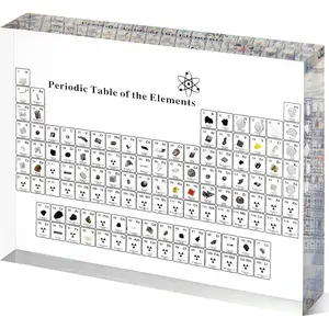 Periodic Table with Real Elements Inside Acrylic Periodic Table Display with 83 Real Elements Samples Chemistry Decor Teaching Tool Science Gifts for Kid Student Teacher Lovers 6*4.5 Inch