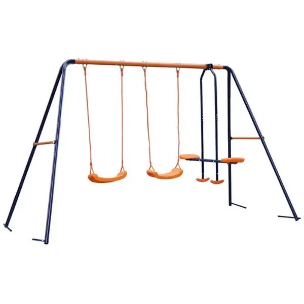 Segawe Metal Playground Equipment - Outdoor Swing Set with Slide & Seat for Toddlers, Kindergarten Use on Backyard Lawn, Lakeside