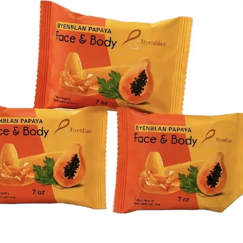 Byenblan Papaya Cleanser Soap, 3-Piece Body Care Cosmetic with Moisturize & Hydrating Benefits