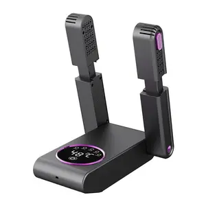 Shoe Dryer with Hot Air Blowing Function for Boots, Gloves, and Boot Heater - 180° Adjustable Drying Rack - Telescopic Flexible Drying Port - Smart Timer - Black