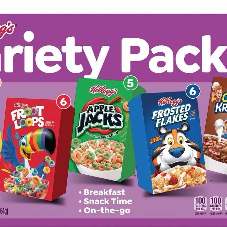 Kellogg's Assorted Cereal Variety Pack, 25 pk. Kellogg's Assorted Cereal Variety Pack, 25 pk.