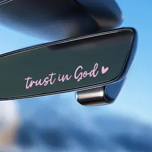 4PCS Waterproof Faith Mirror Decals, Trust in God Vinyl Rearview Stickers, Car Truck Laptop Exterior Decor Accessories