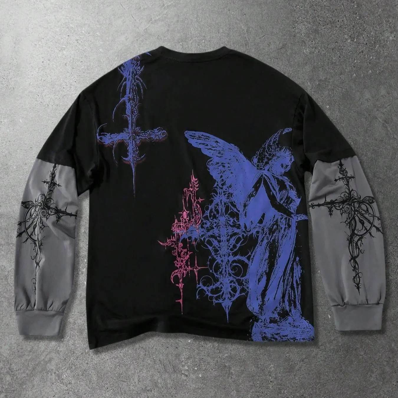 Unisex Gothic Fashion Style Long Sleeve Fitted T-Shirt with Rune