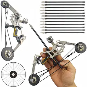 Sport Partner mini archery bow and arrow set, ambidextrous compound bow, made of stainless steel, suitable for archery practice, a fun gift. beginner composite bow SpringStatements