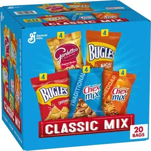 Classic Mix Snack Variety Pack, Bugles Original and Nacho Cheese, Gardetto's Original Recipe, Traditional and Cheddar, 20 Ct, 28 oz Crunchy Corn Snack Pack