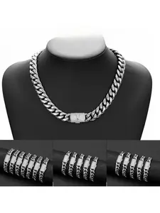 Silver Stainless Steel Cuban Link Bracelet for Men, 14mm Heavy Chain with A-Z Initial Letter Clasp, Gothic Punk Hip Hop Style, Personalized Modern Gift for Him summerwins permanent jewelry money attraction stylish friendship trinkets
