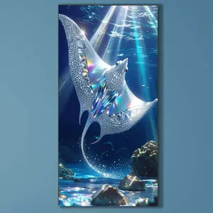 5D DIY Full Drill Round Diamond Painting - Diamond Ray Mosaic Art Canvas DIY Wall Art, Home Wall Decoration