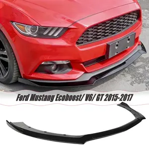 MUTUSAISI Front Bumper Lip Splitter Spoiler For Ford Mustang Ecoboost/ V6/ GT 2015 2016 2017 Gloss Black Accessories