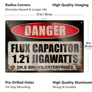 [Sci-fi Aluminum Sign] 1pc Back to the Future Sci-fi Themed Vintage Style 8*12 Inch Aluminum Sign |   2D Flat, for Sci-fi Movie Fans and Followers Decor