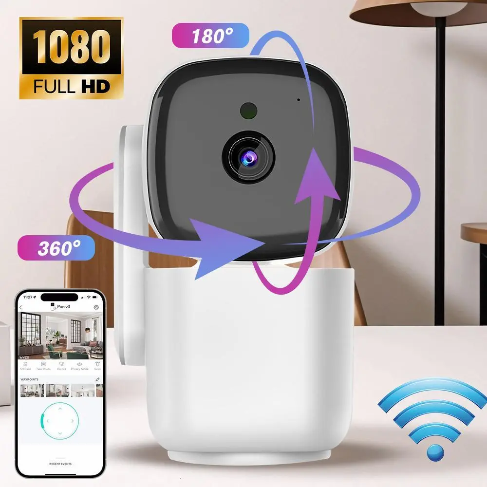 Indoor/Outdoor Security Camera -  1080P WiFi 360° Pan Tilt Surveillance Cam featuring Motion Tracking, Night Vision, 2-Way Audio, AI Detection & App Control