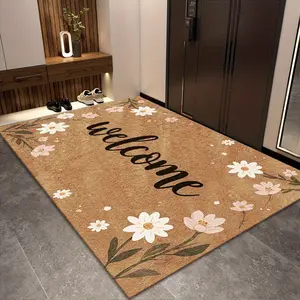 2D Flannel 1pc Premium Welcome Doormat for Home - Slip-Resistant, Machine-Washable Polyester Mat with Rubber Backing, Rustic Indoor/Outdoor Entryway Decor, Perfect for Spring and Summer Home Decor, Front Door, Vintage Carpet, Entryway Rug