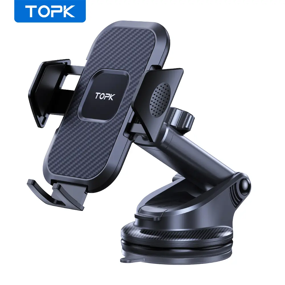TOPK D32N Car Phone Mount Universal Durable Comprehensive Adjustment Car Phone Phone for Dashboard and Windshield Compatible with iPhone 15 14 13 12 Pro Max Samsung S24 Ultra Accessories Smartphone Cellphone Stand