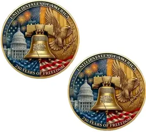 USA 250th Anniversary Commemorative Coin, American Eagle Challenge Coin, Patriotic US Flag Collectible Gift for Veterans and Military Families
