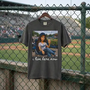 [Sale up to 50%] [Free Ship] Doll Face Meme Baseball Mom Comfort Color T-Shirt, Sports Mom Ice Coffee Shirt, Funny Doll Meme, Sports Mom, I live here now