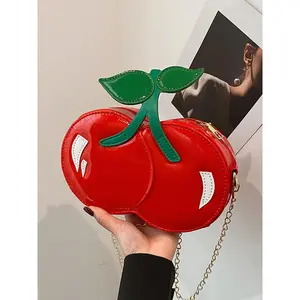 Personalized Women's Cherry Style Crossbody Bag, Colorblock Bag, Trendy and Fashionable, Suitable for Work, Commuting, Shopping, Dating, All Seasons