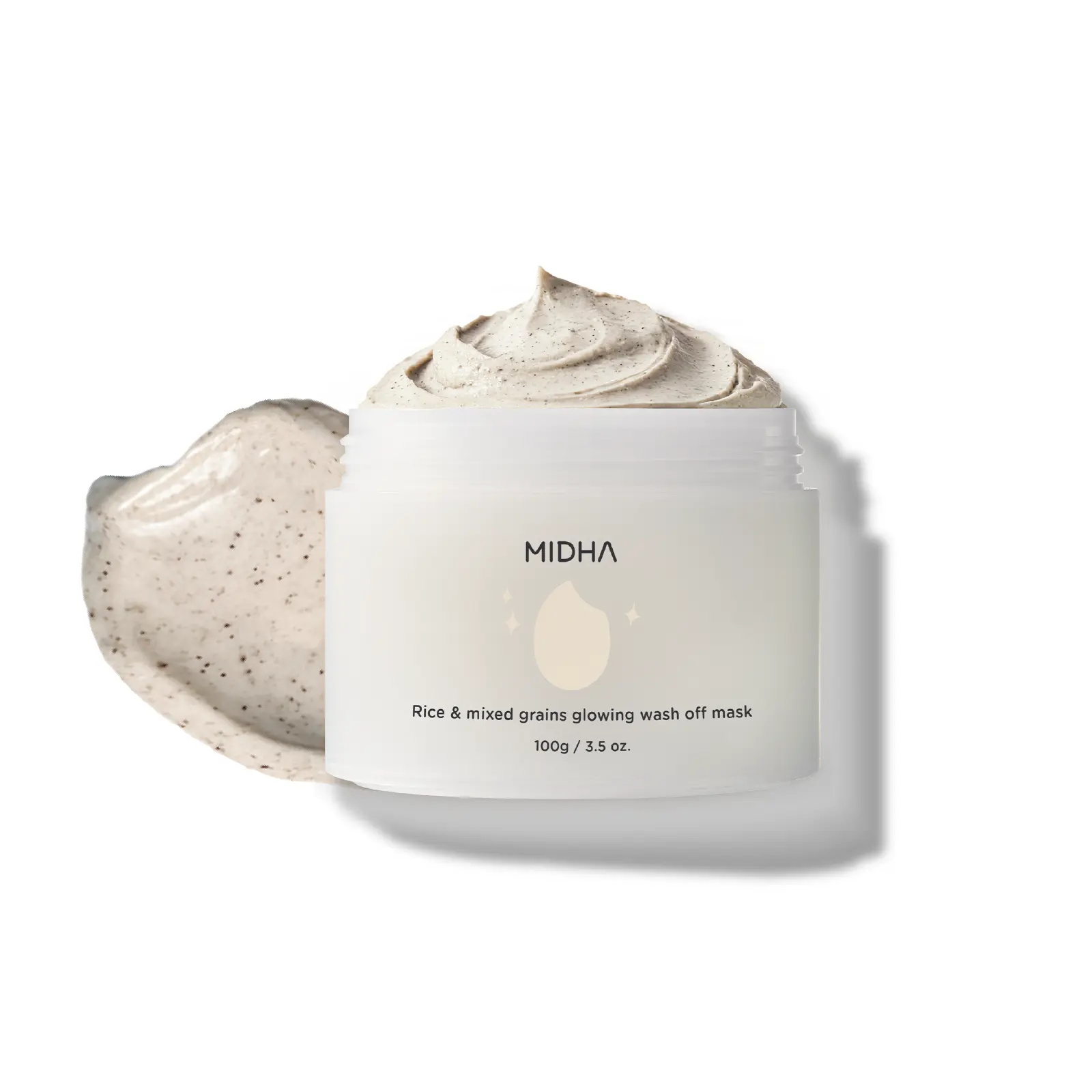 MIDHA RICE & MIXED GRAINS GLOWING WASHOFF MASK, 3.5oz/100g, Gentle Exfoliation, Glow & Smooth Texture, Rough Texture, Pore Clearing, Nourishing, Rice Enzyme, Wash off Pack