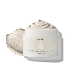 MIDHA RICE & MIXED GRAINS GLOWING WASHOFF MASK, 3.5oz/100g, Gentle Exfoliation, Glow & Smooth Texture, Rough Texture, Pore Clearing, Nourishing, Rice Enzyme, Wash off Pack