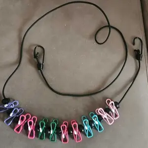 Hanging Clothesline, 1 Count Portable Retractable Clothesline with 12pcs Clips, Outdoor Camping Accessories