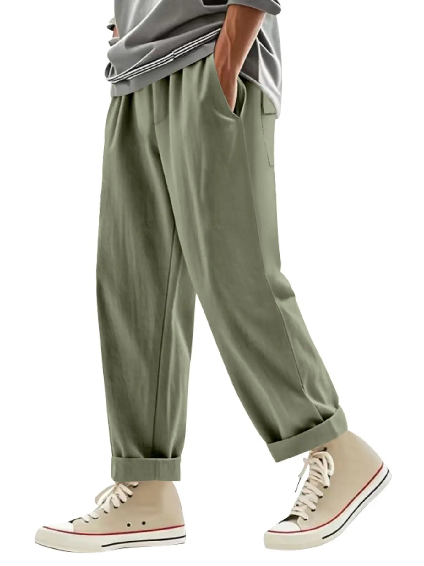 Men's 95% Premium Linen Pants, Ultra-Lightweight Breathable Beach Trousers, Sky Blue Relaxed Fit Joggers, Wrinkle-Resistant Resort Wear, Casual Beach Pants
