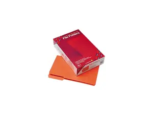 Smead 17534 File Folders, 1/3 Cut, Reinforced Top Tab, Legal, Orange, 100/Box