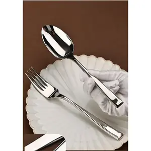 Extra-Thick Stainless Steel Cutlery with Square Handles — Spoon & Fork