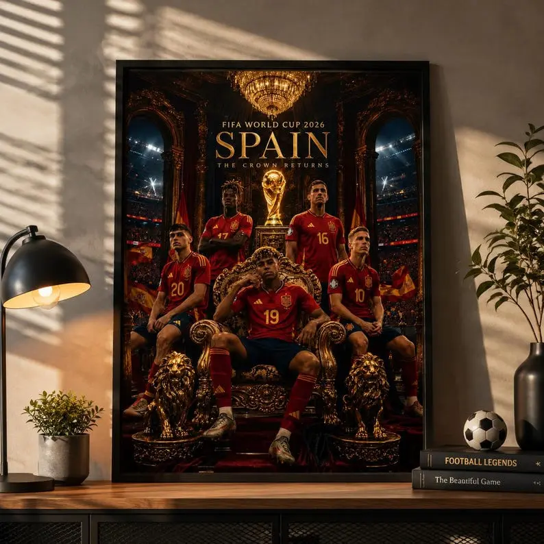 [Unframed] Soccer Wall Art Spain Champion Print Football Home Decor Sports Fan Room Poster