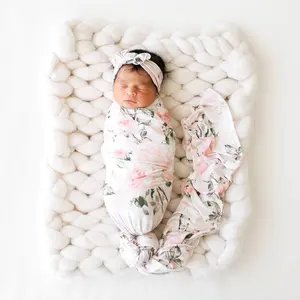 Vintage Pink Rose Swaddle Headband Set