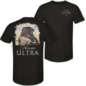 Michelob Ultra Mallard and Dog Short-Sleeve T-Shirt - 2-Sided Graphic, Round Neck Cotton Tops - Unisex Casual Wear - Gift for Beer Lovers - Soft Fleece Menswear, Shortsleeve